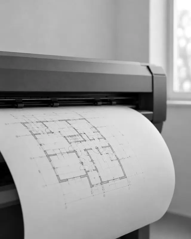 Plotter που τυπώνει αρχιτεκτονικό σχέδιο